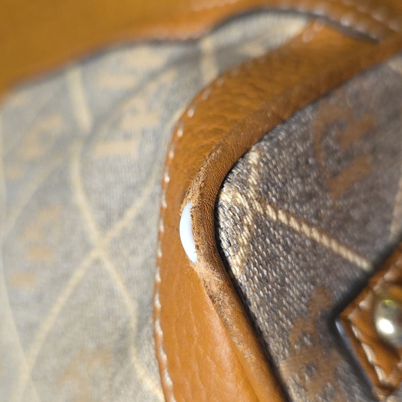 Dooney & Bourke Vintage Reverse Lock Tan and Brown Monogram Tote - Picture 8 of 16